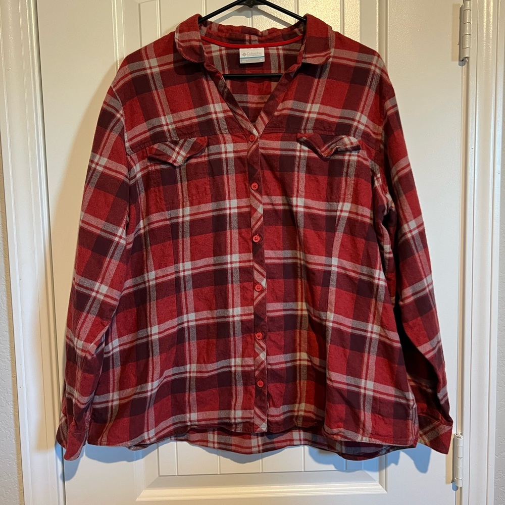 Red Plaid Button-Up Shirt